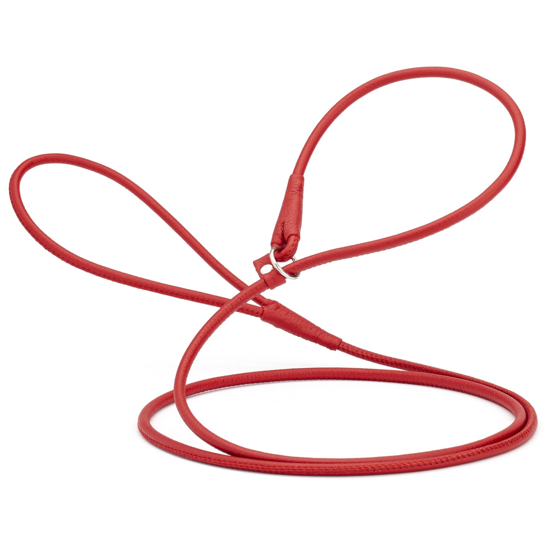 Soft Leather Round Slip Lead for Dogs Red 6' 1 4" Dog Leashes Dogline