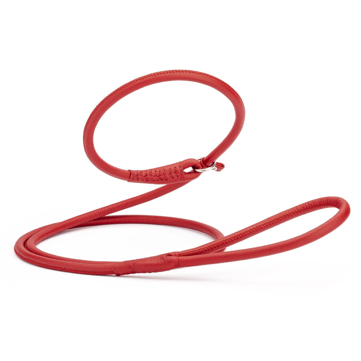 Soft Leather Round Slip Lead for Dogs Red 6' 3 8" Dog Leashes Dogline