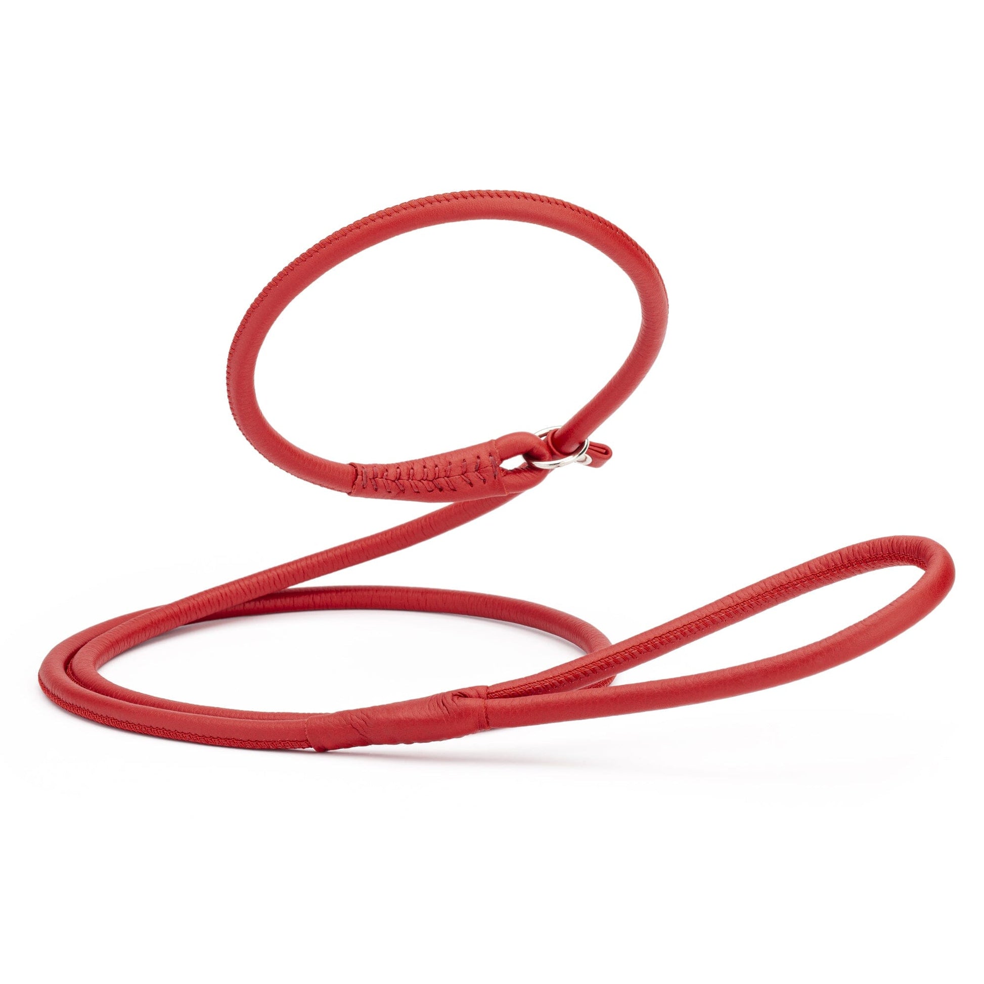 Soft Leather Round Slip Lead for Dogs Red 6' 3 8" Dog Leashes Dogline
