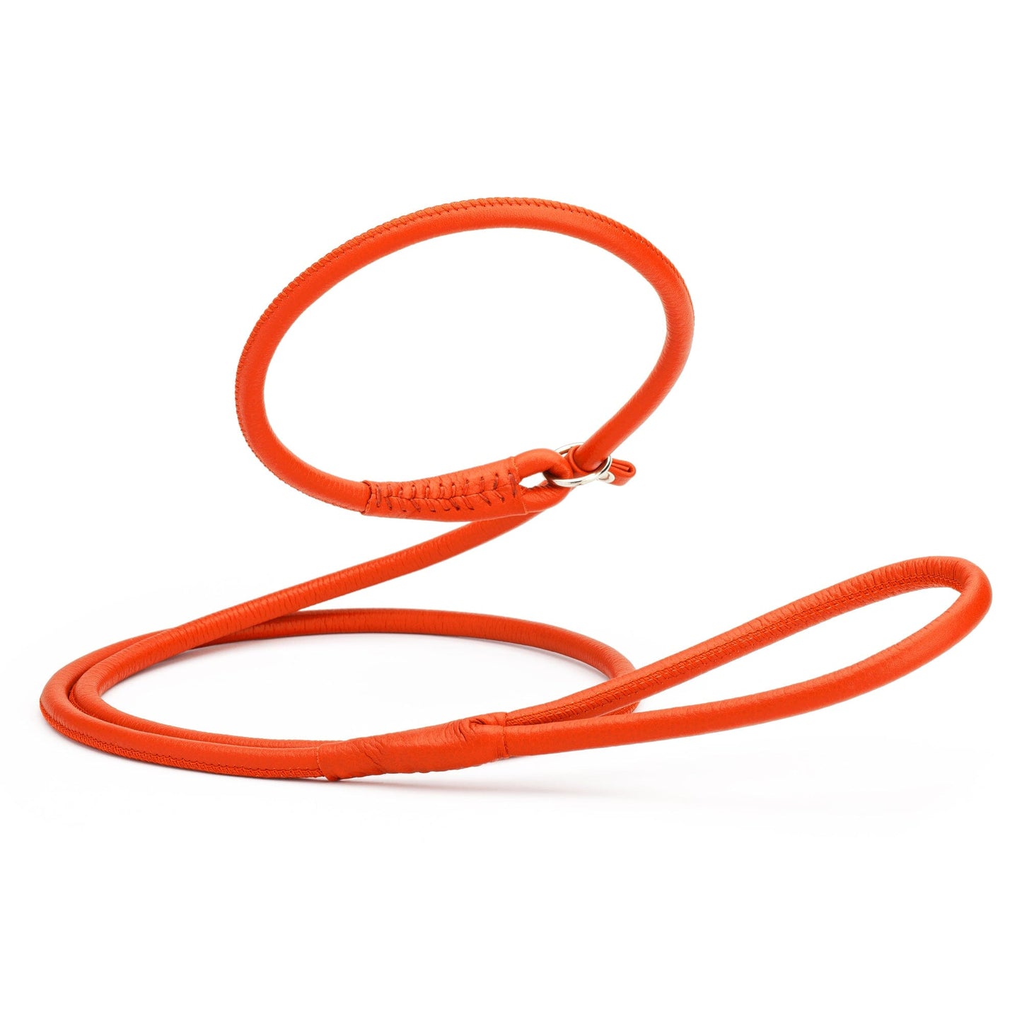 Soft Leather Round Slip Lead for Dogs Orange 6' 3 8" Dog Leashes Dogline