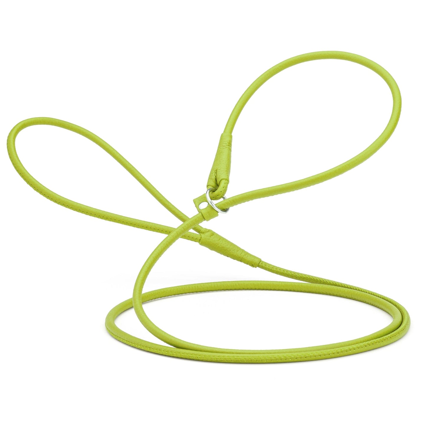 Soft Leather Round Slip Lead for Dogs Lime Green 6' 1 4" Dog Leashes Dogline