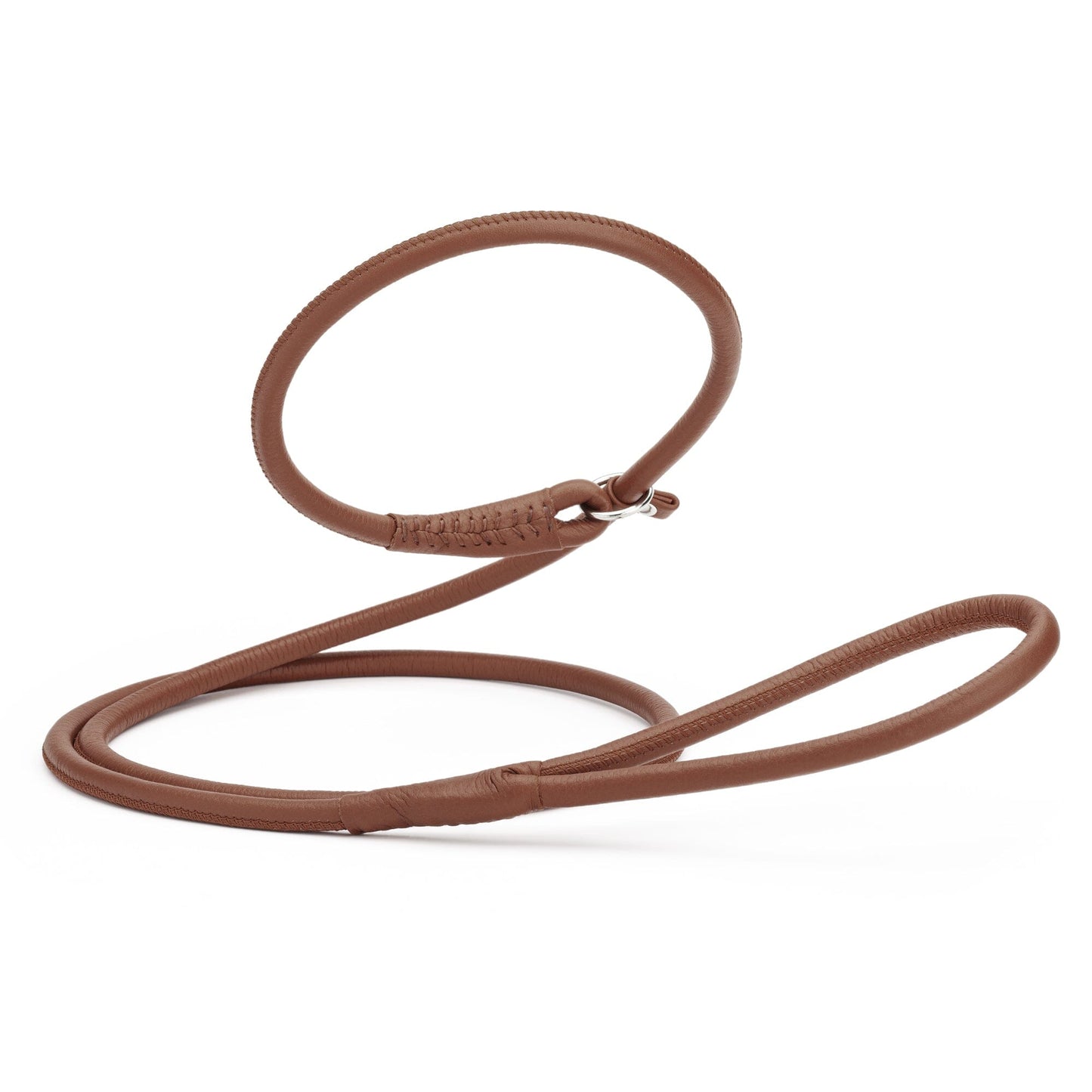 Soft Leather Round Slip Lead for Dogs Brown 3 8" Dog Leashes Dogline