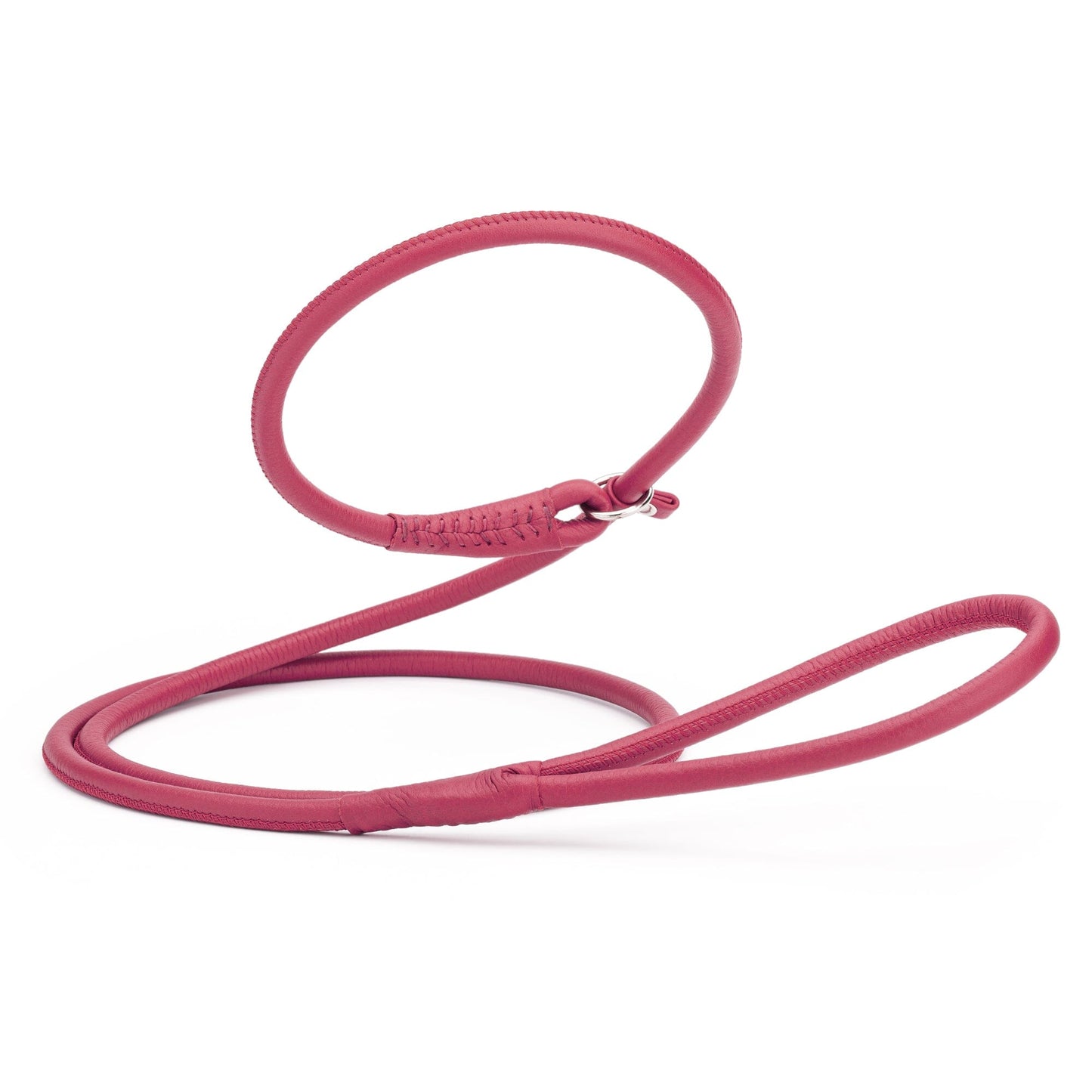 Soft Leather Round Slip Lead for Dogs Pink 3 8" Dog Leashes Dogline