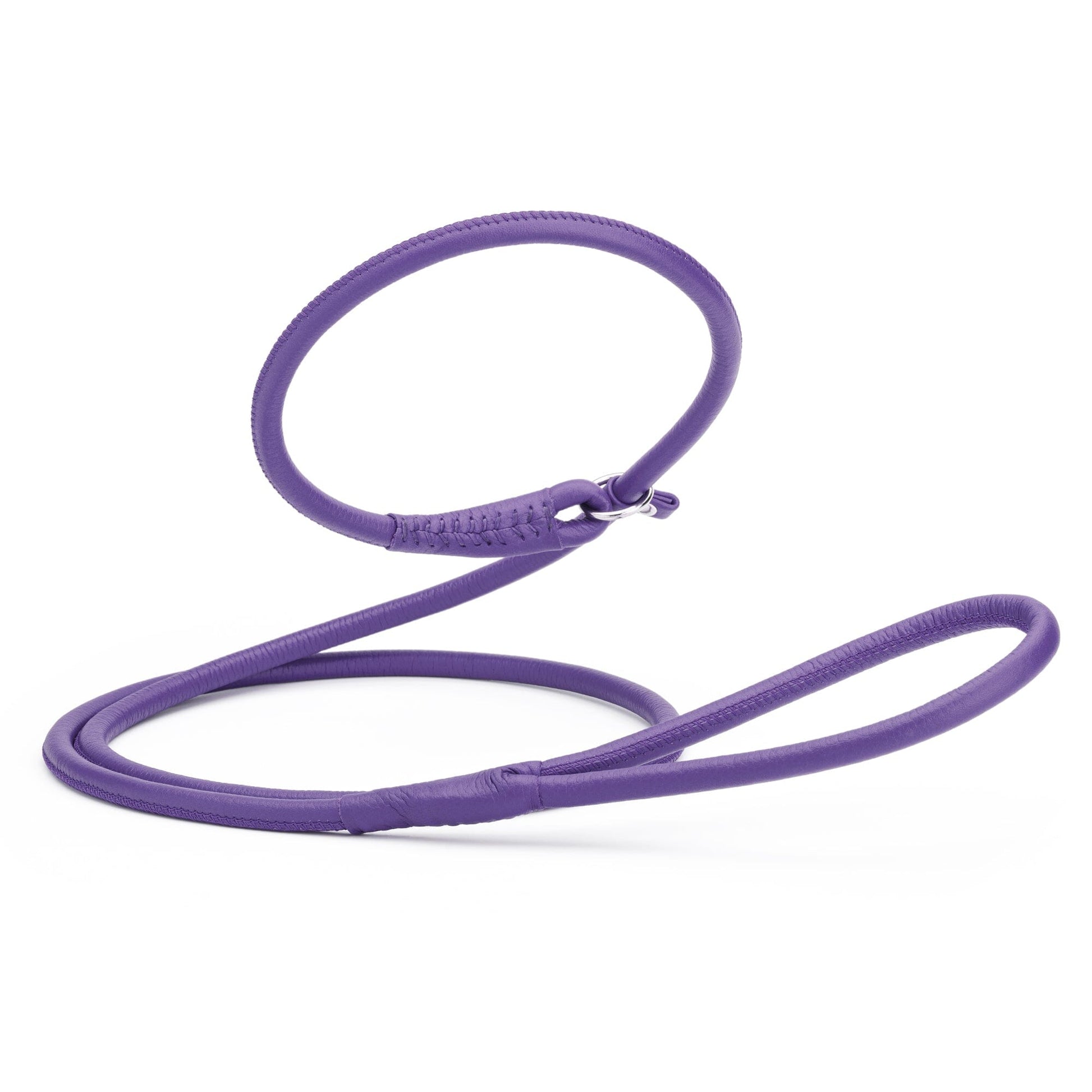 Soft Leather Round Slip Lead for Dogs Purple 3 8" Dog Leashes Dogline