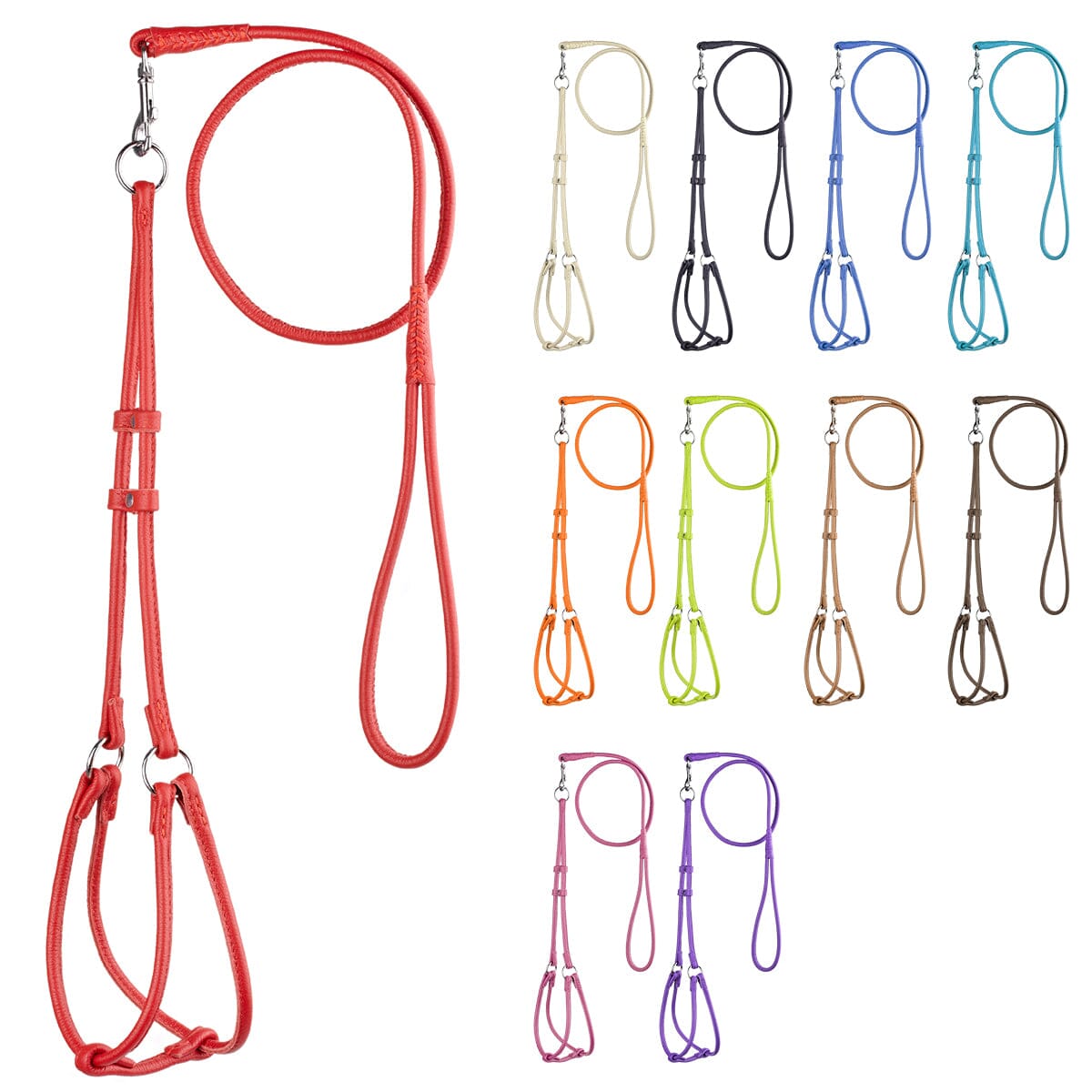 Soft Leather Round Step-In Dog Harness + Round Dog Lead Dog Harnesses Dogline