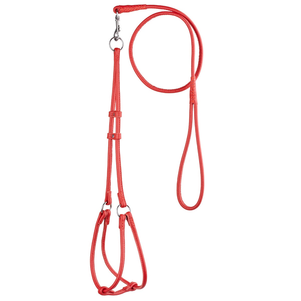 Soft Leather Round Step-In Dog Harness + Round Dog Lead Red 1 4" Dog Harnesses Dogline