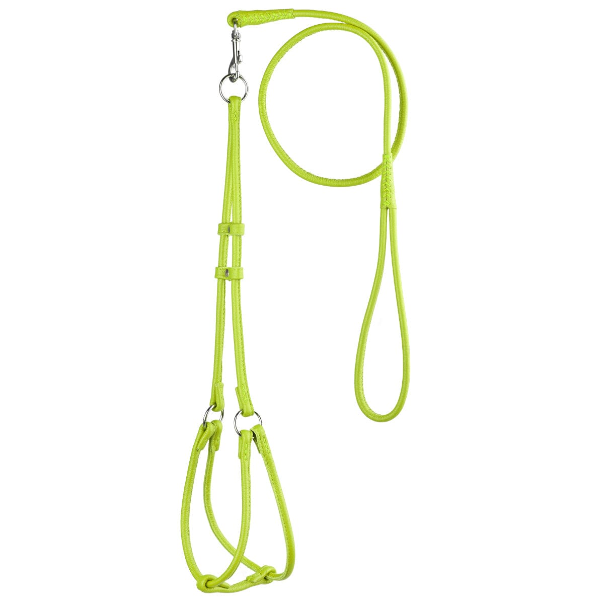 Soft Leather Round Step-In Dog Harness + Round Dog Lead Lime Green 1 4" Dog Harnesses Dogline