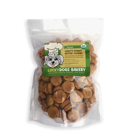 Lucky's Organic Peanut Butter Cookies 2lb (200 treats) Dog Treats Happy Dog Food