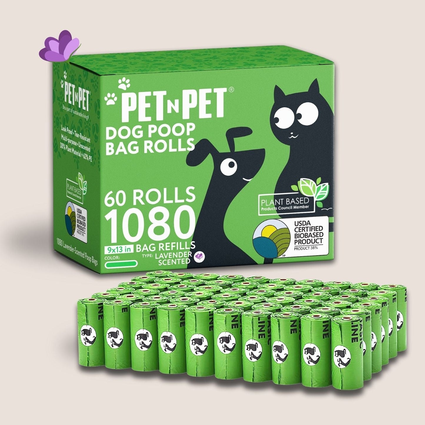41% Plant-based Poop Bags Lavender-Scented Poop Bags Poop bags Pet N Pet ®