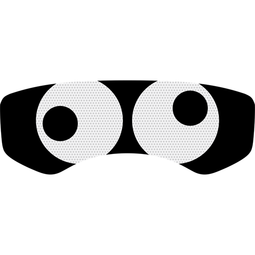 Two white googly eyes looking in opposite directions on a black background 