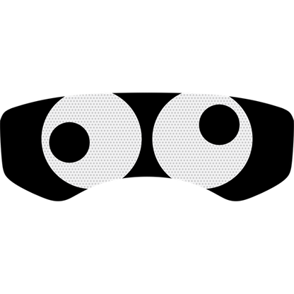 Two white googly eyes looking in opposite directions on a black background 