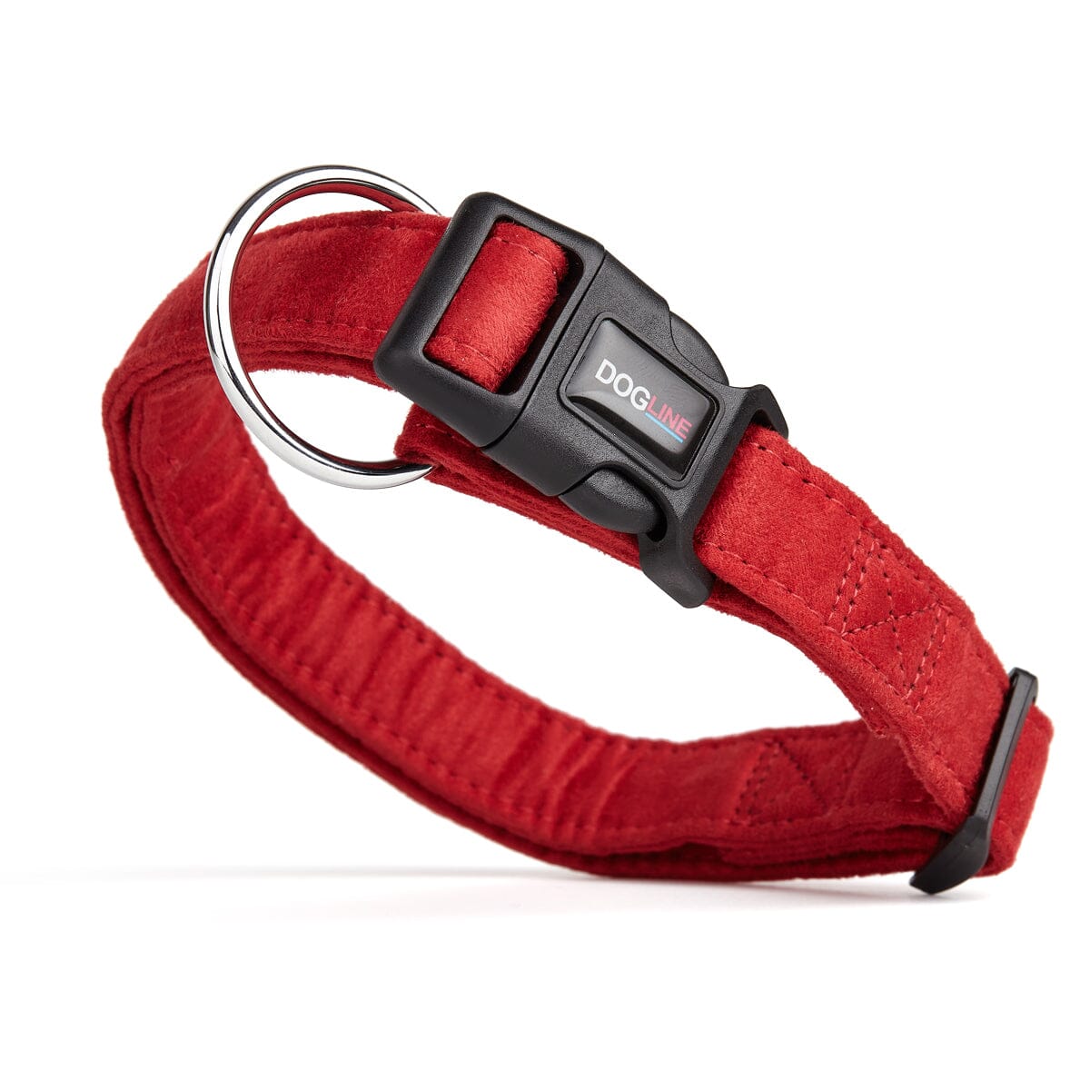 Comfort Microfiber Flat Dog Collar Red Dog Collar Dogline