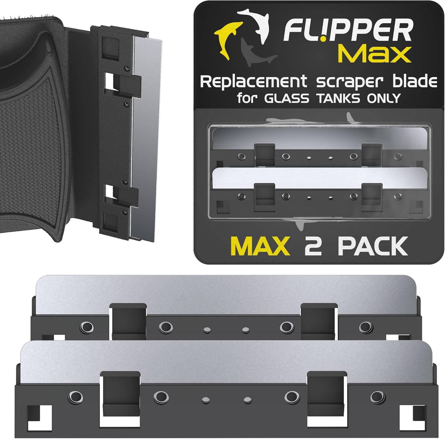 Flipper MAX Stainless Steel Replacement Blades 2 Pack Replacement Blades Flipper Aquarium Products