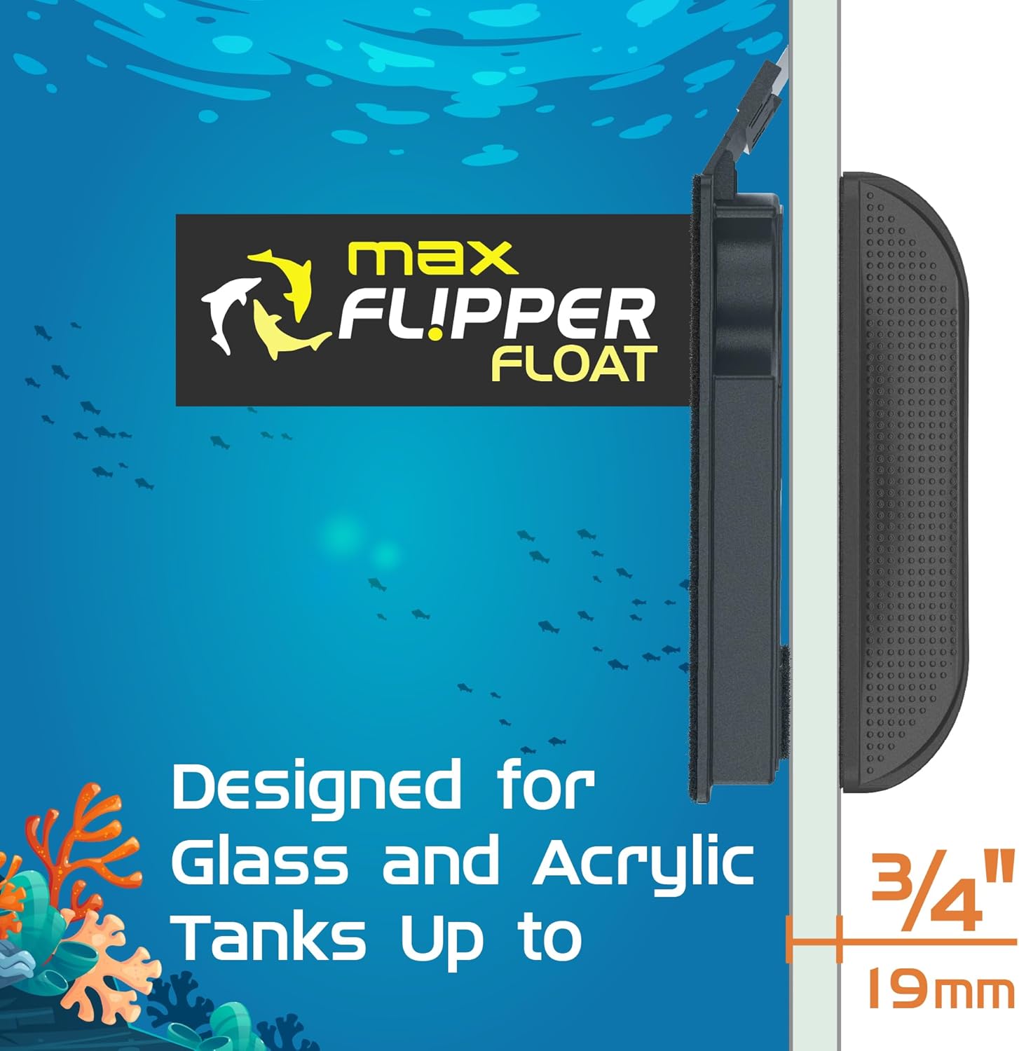 Flipper MAX FLOAT 2 in 1 Magnetic Aquarium Algae Cleaner Scrubber Flipper Aquarium Products