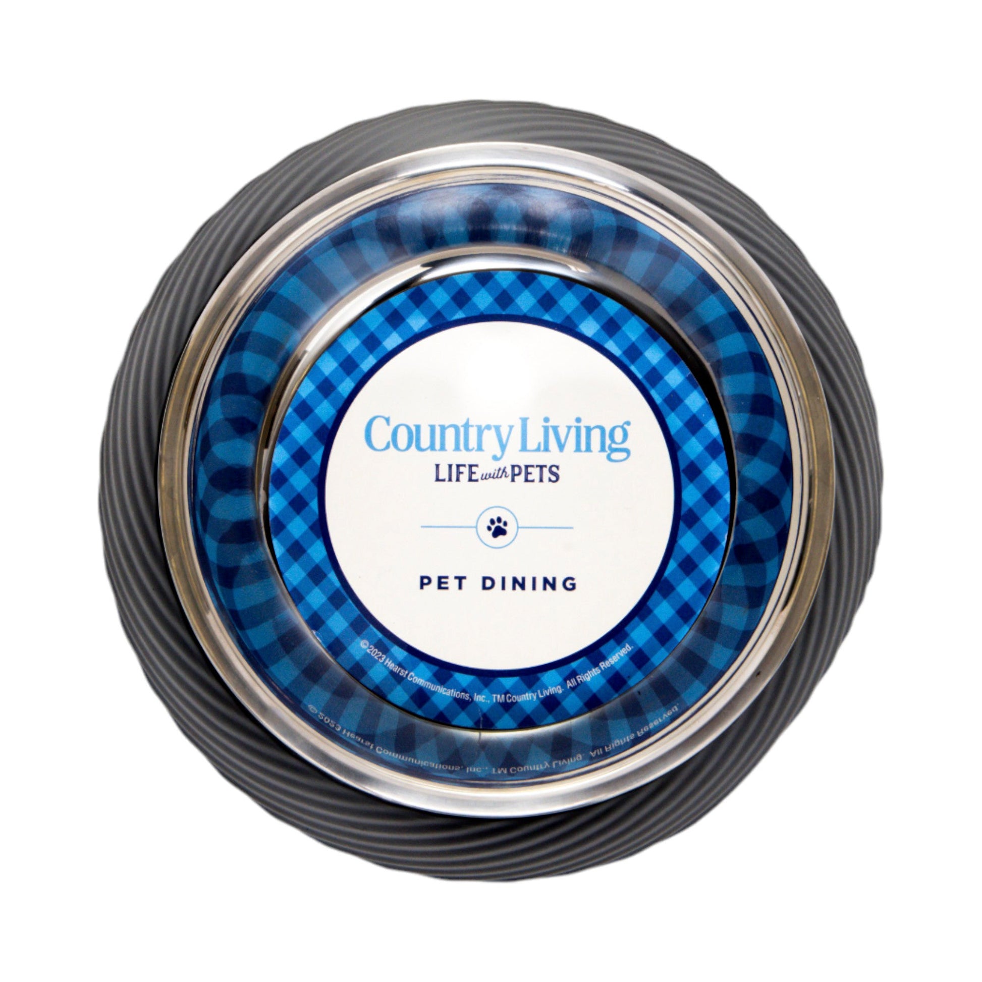 Country Living Set of 2 Round Twill Melamine Dog Bowls with Removable Stainless Steel Inserts – Black Bowl American Pet Supplies