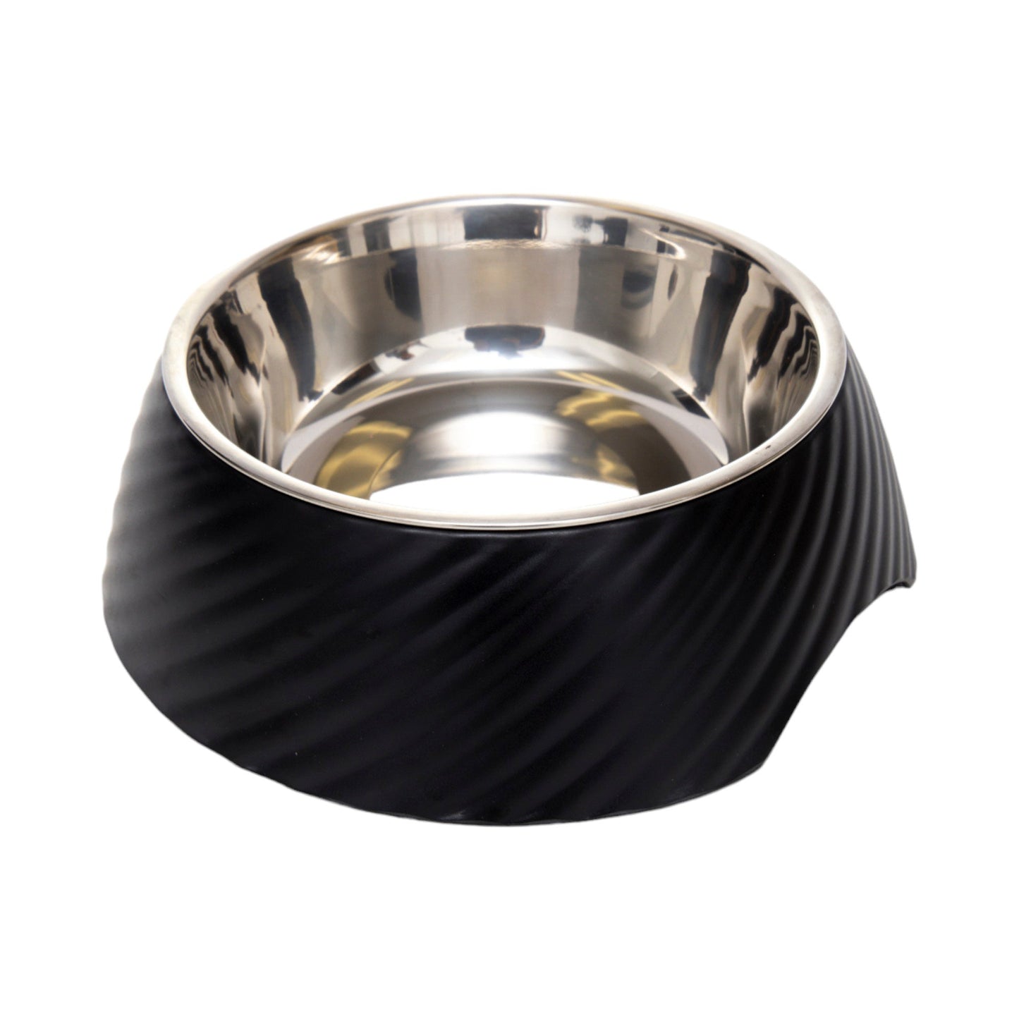 Country Living Set of 2 Round Twill Melamine Dog Bowls with Removable Stainless Steel Inserts – Black Bowl American Pet Supplies
