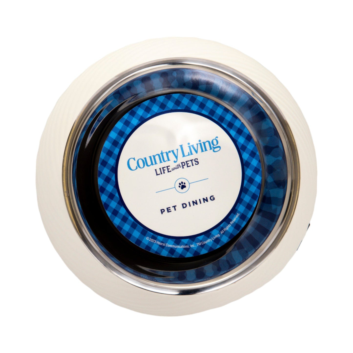 Country Living Set of 2 Round Twill Melamine Dog Bowls with Removable Stainless Steel Inserts – White Swan Bowl American Pet Supplies