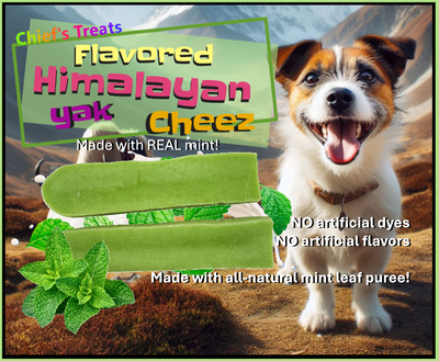 Mint Flavored Yak Cheese Chew - Made with REAL MINT LEAF Puree One Yak Chew Chief’s Treats and Pet Supplies