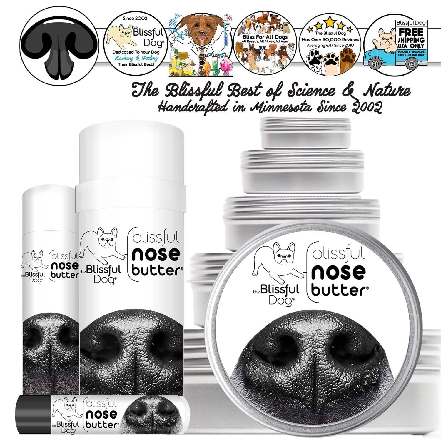 1 Dog Nose Butter For All Dogs 1 OZ TIN NOSE BUTTER® The Blissful Dog
