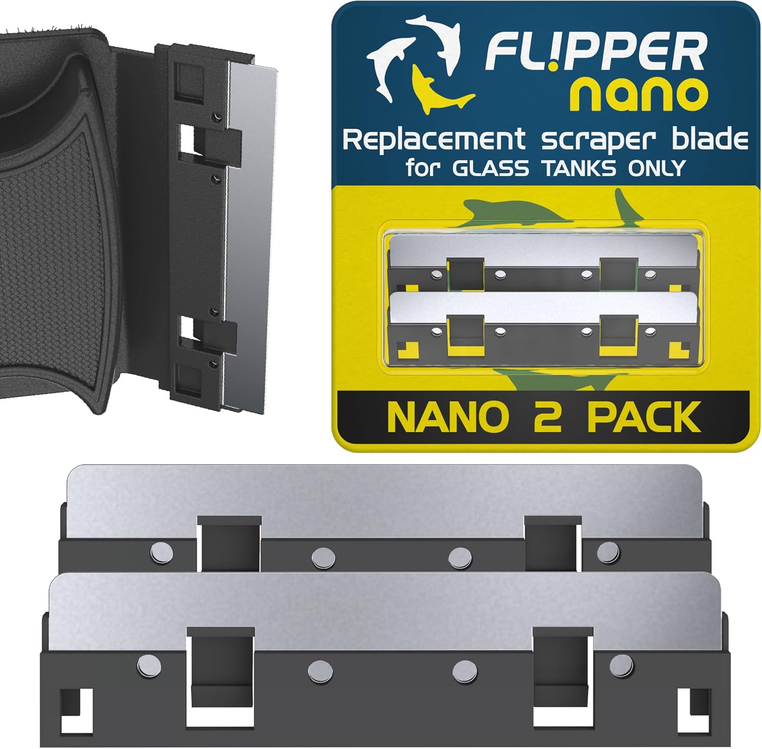 Flipper Nano Aquarium Cleaner Stainless Steel Replacement Blades 2 Pack Replacement Blades Flipper Aquarium Products