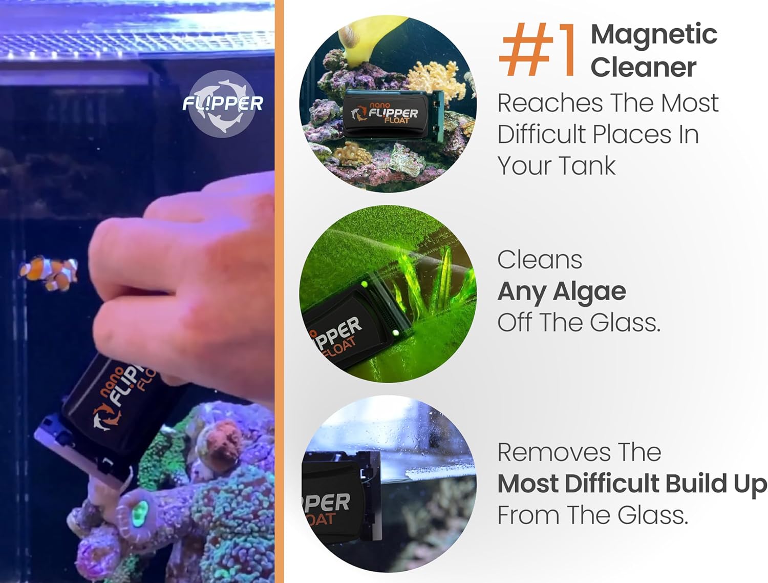 Flipper NANO FLOAT 2 in 1 Magnetic Aquarium Algae Cleaner Scrubber Flipper Aquarium Products