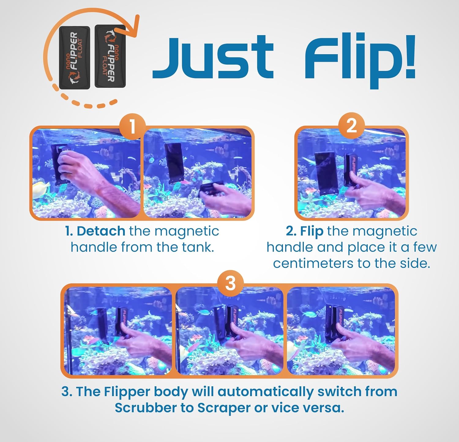 Flipper NANO FLOAT 2 in 1 Magnetic Aquarium Algae Cleaner Scrubber Flipper Aquarium Products