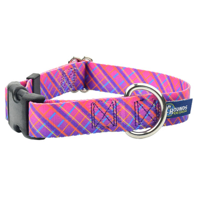 Neon Sunrise Pink Plaid Dog Collar – EarthStyle 1 inch 2 Hounds Design