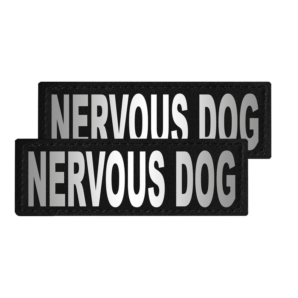 Removable Reflective Patches (Set of 2) "NERVOUS DOG" Dog Patches Dogline