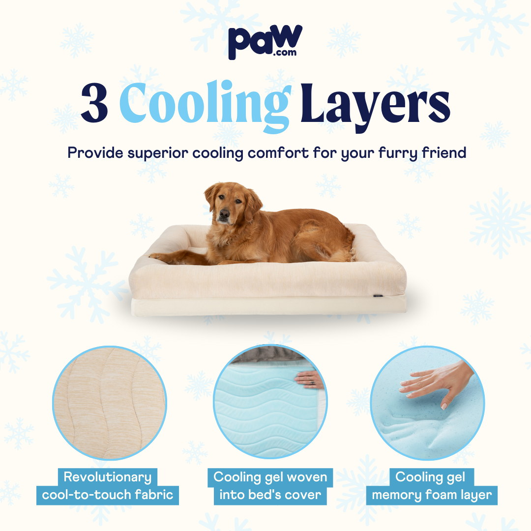 PupChill™ Cooling 4-Bolster Dog Bed - Arctic Sand Dog Beds Paw.com