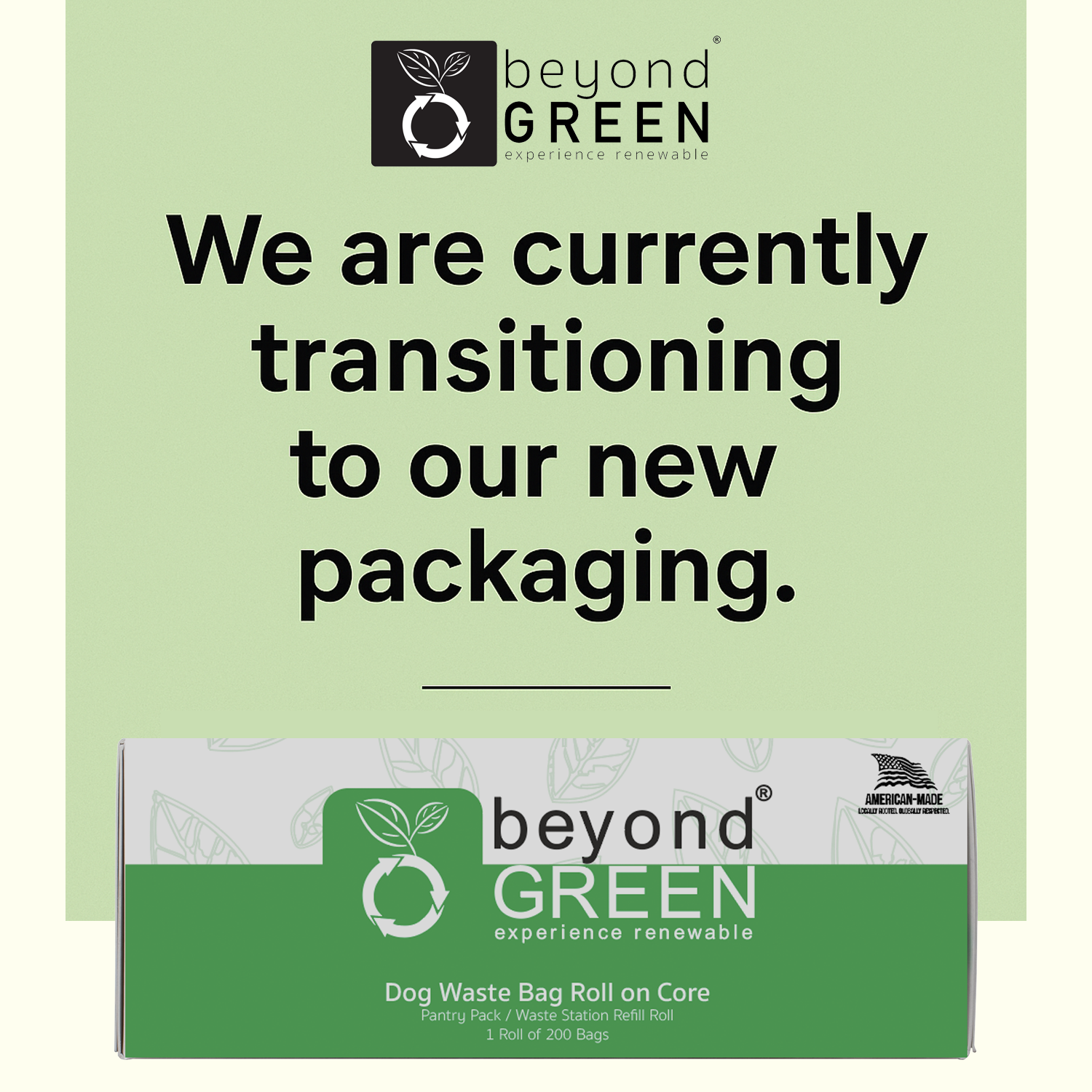 beyondGREEN Dog Waste Bags – Grab & Go Bulk Pack – 200 Bags on Roll with Core - Made in USA, Leak-Resistant, Folded Rolls Dog Waste Bags beyondGREEN biotech™