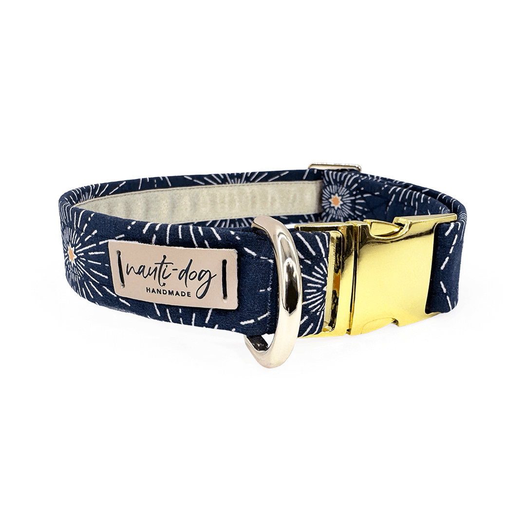 Northstar Celestial Constellation Navy Buckle & Martingale Dog Collar Dog Collars Nauti-dog Handmade