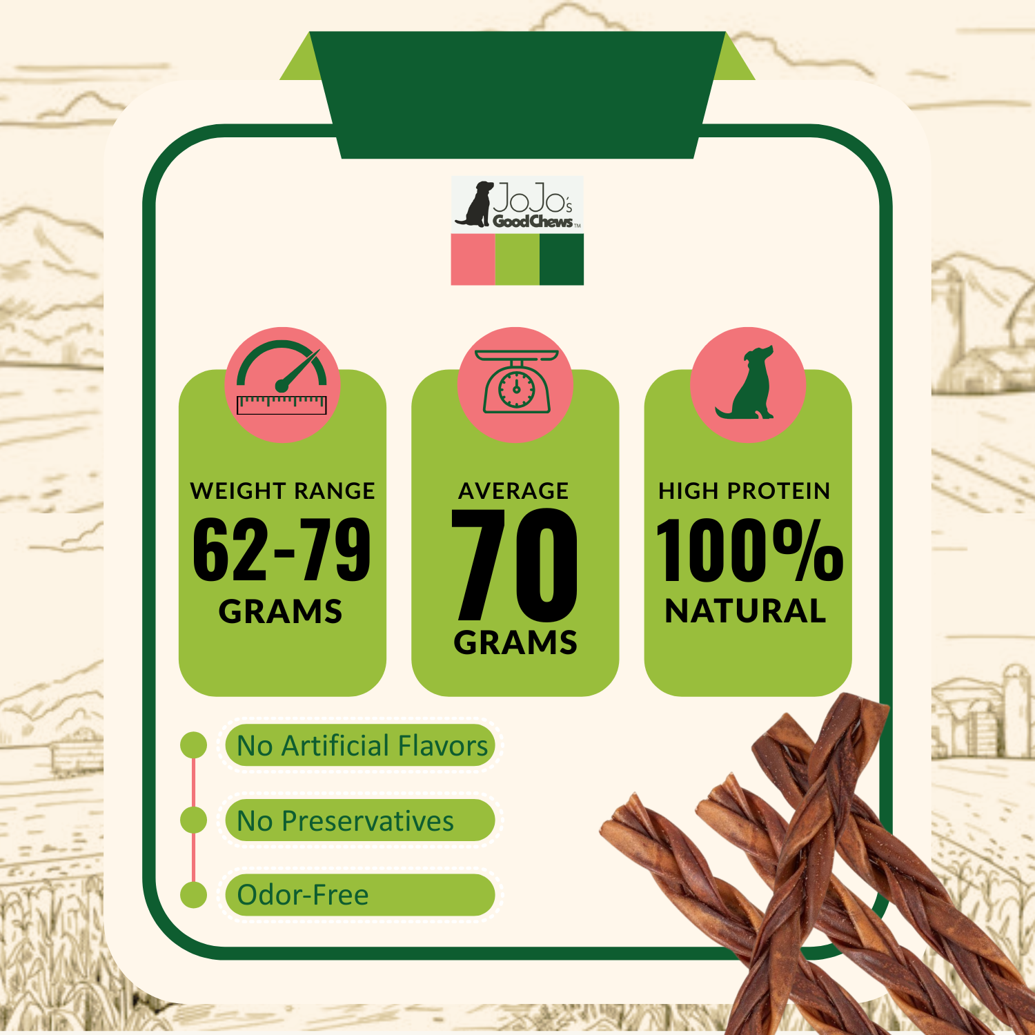 Braided Collagen Stick Dog Treats for Joint Health - 12-Inch Standard (4-Pack) Dog Treats American Pet Supplies