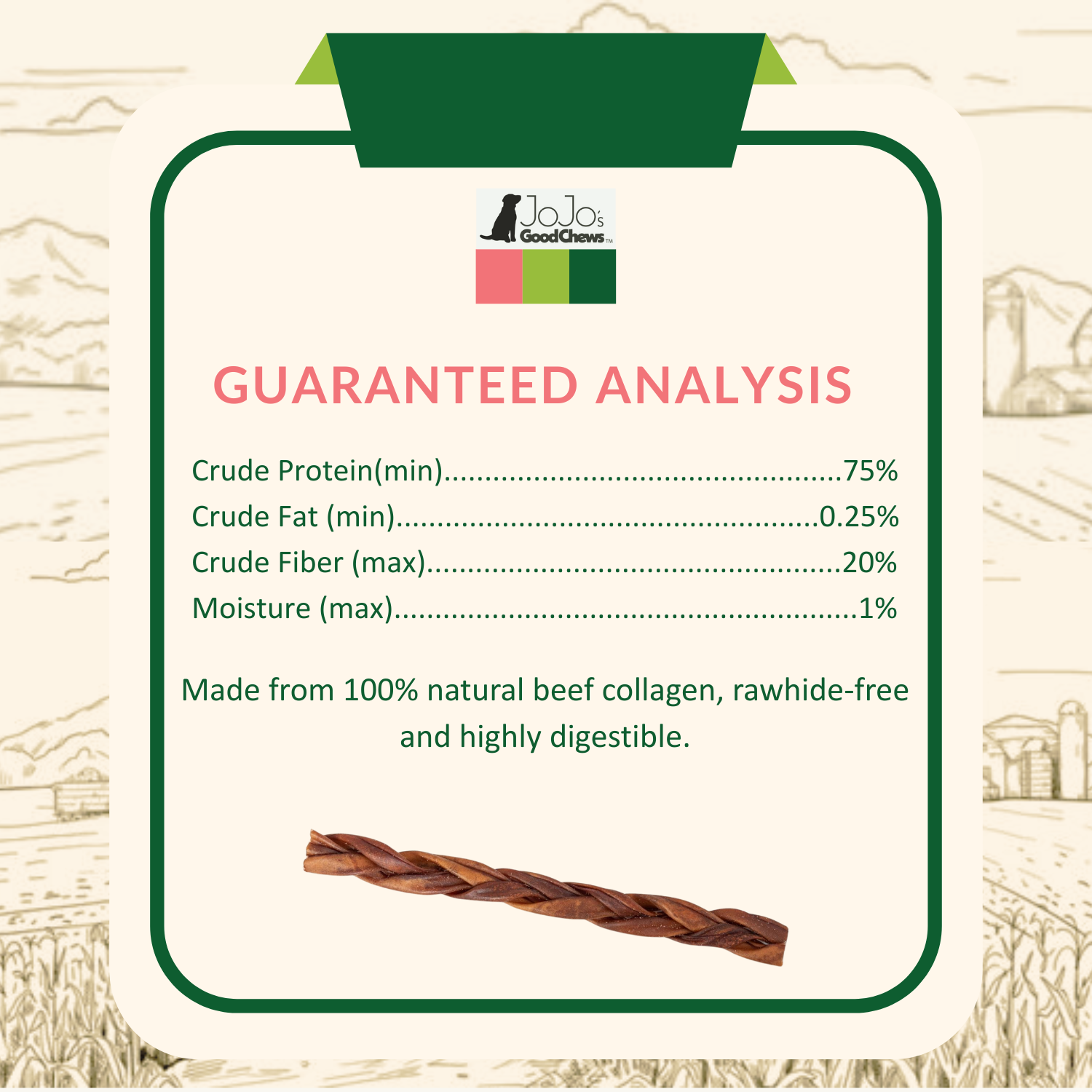 All-Natural Braided Collagen Stick Dog Treats, Supports Joint, Skin & Coat Health – 12-Inch Standard (25/Case) Dog Treats American Pet Supplies