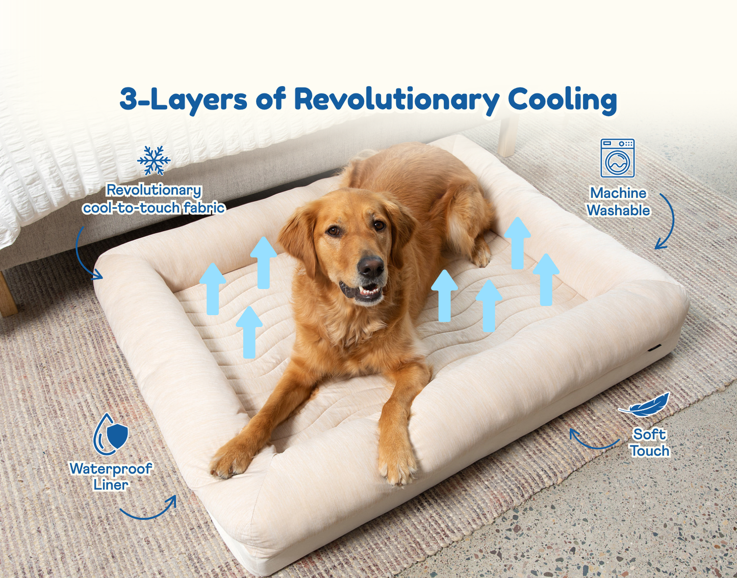 PupChill™ Cooling 4-Bolster Dog Bed - Arctic Sand Dog Beds Paw.com