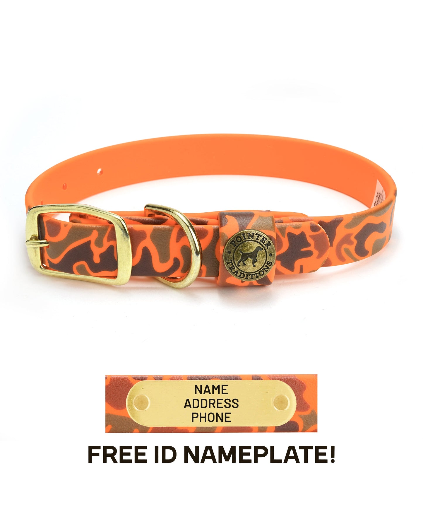 Sporting Dog Collar - Blaze Orange Vintage Camo Dog Supplies Pointer Traditions