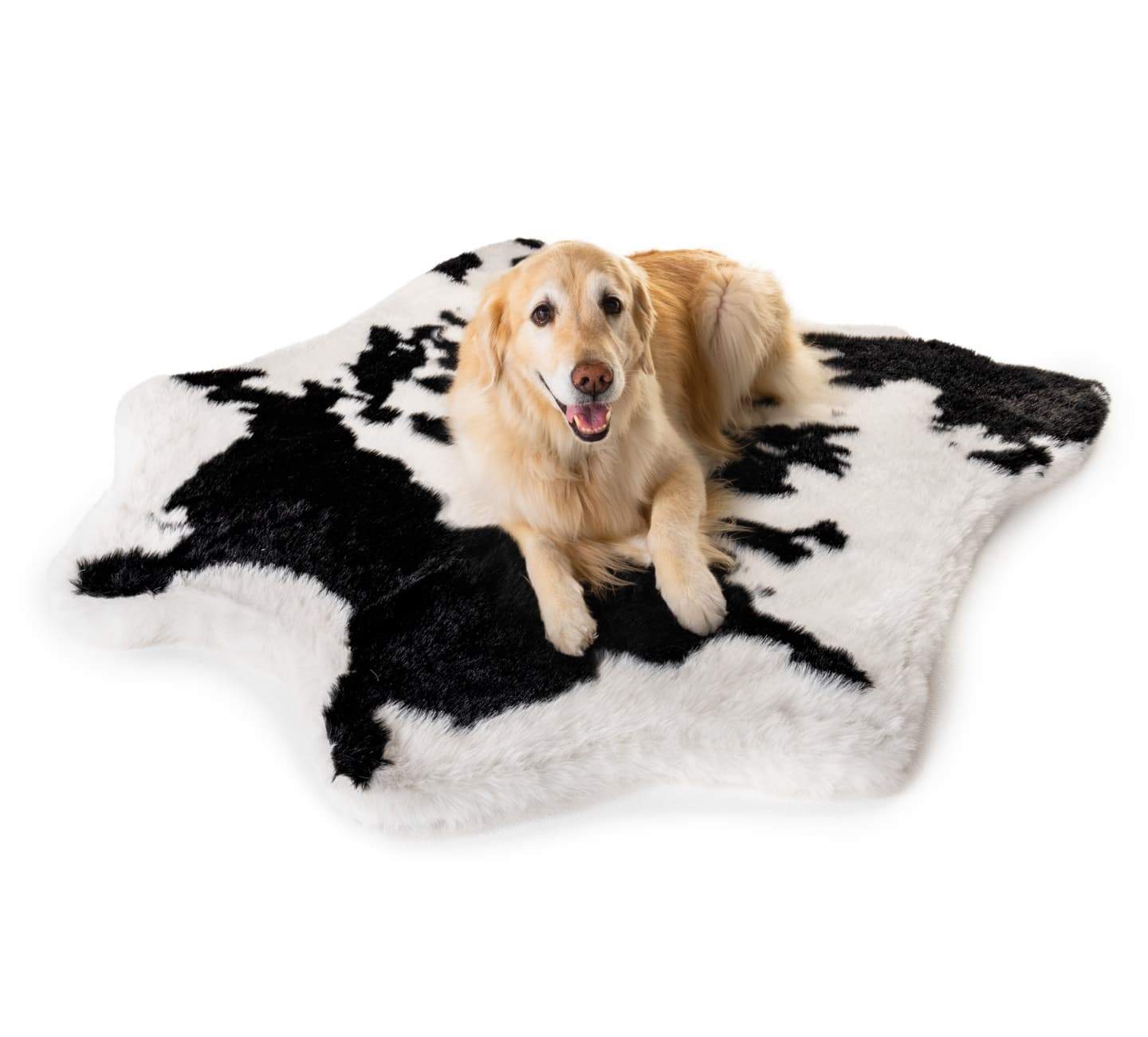 PupRug® Animal Print Memory Foam Dog Bed - Black Faux Cowhide Dog Beds Paw.com