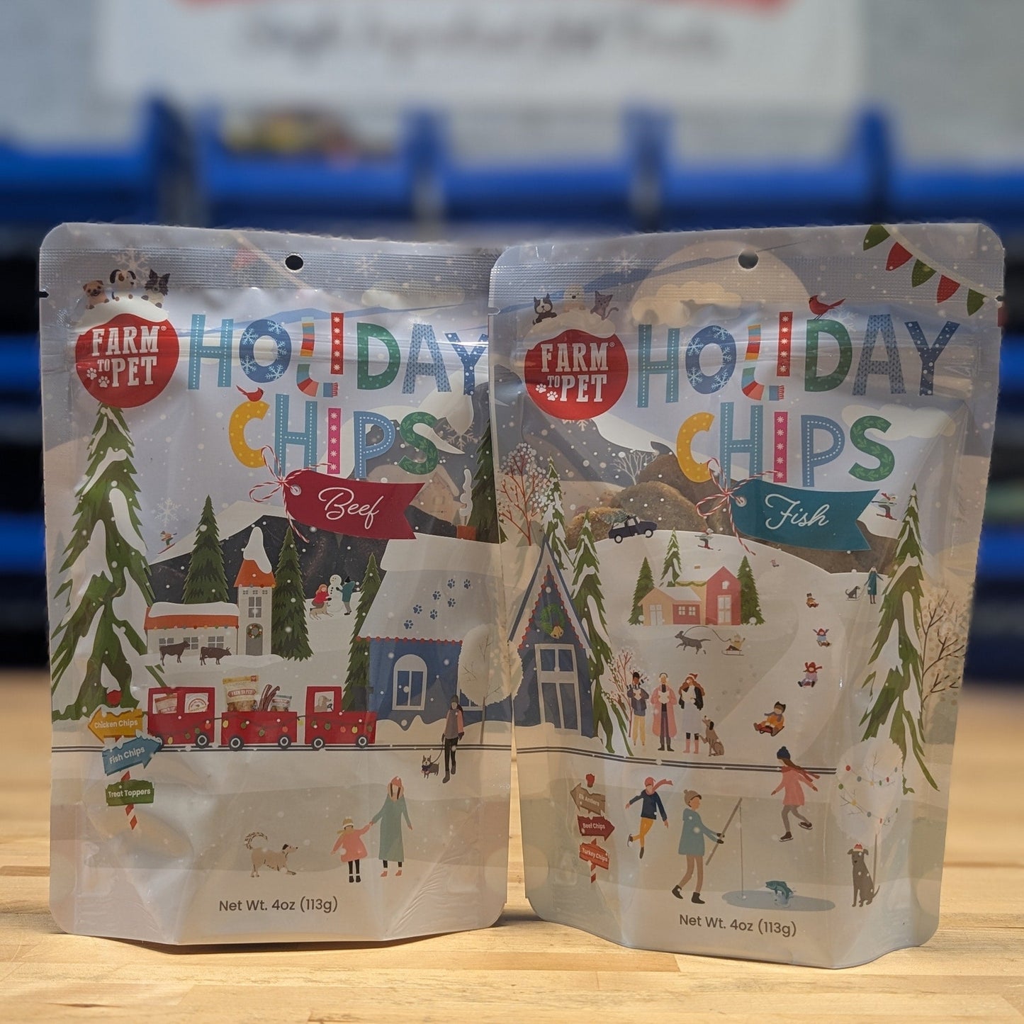 Holiday Chips Dog Treats - Beef & Fish 4oz Chip Farm To Pet