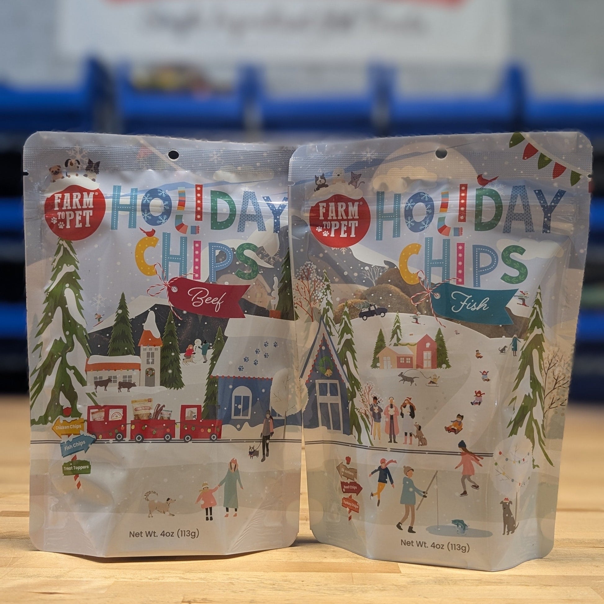 Holiday Chips Dog Treats - Beef & Fish 4oz Chip Farm To Pet