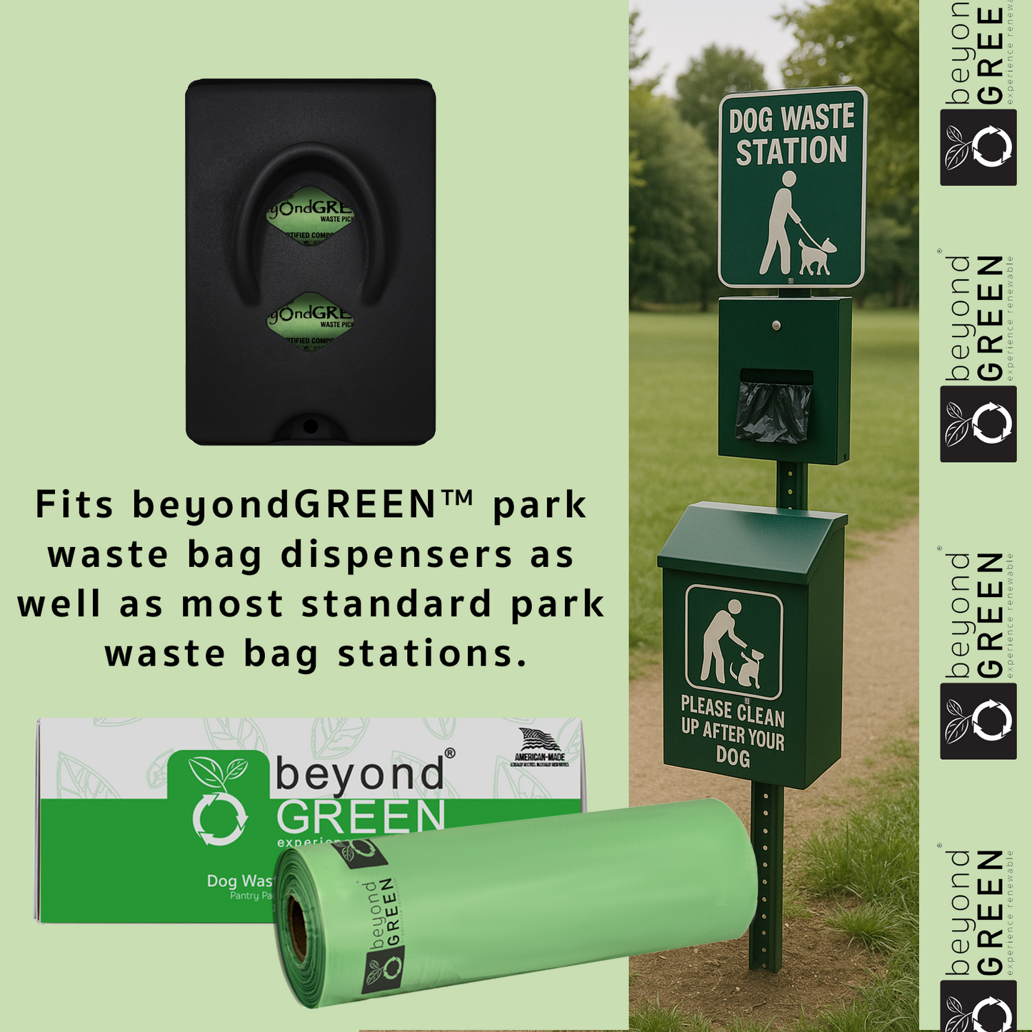 beyondGREEN Dog Waste Bags – Grab & Go Bulk Pack – 200 Bags on Roll with Core - Made in USA, Leak-Resistant, Folded Rolls Dog Waste Bags beyondGREEN biotech™