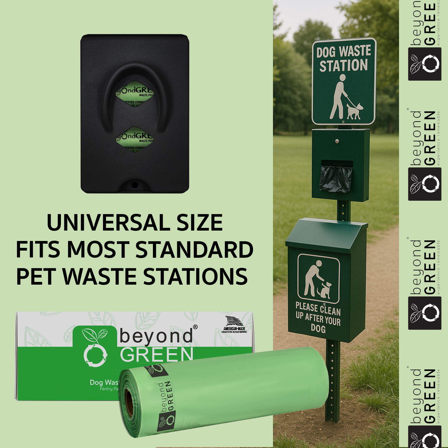 Dog Waste Bags – 200-Count Core Roll 8" x 13" – Made in USA Dog Waste Bags beyondGREEN biotech™