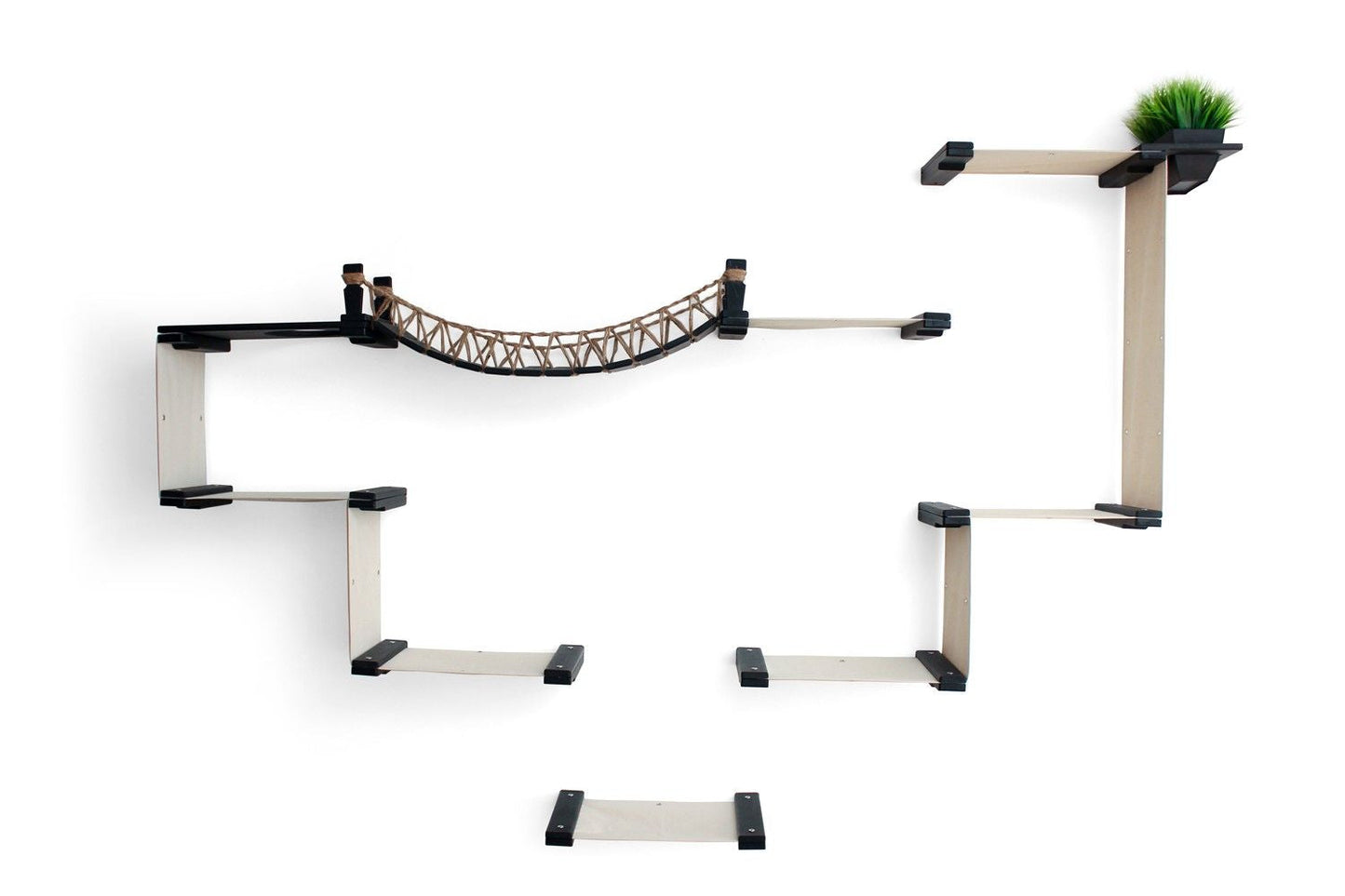 The Temple - Giant Cat Tree on Wall Onyx Bamboo Natural Canvas Planters Cat Condo Catastrophic Creations