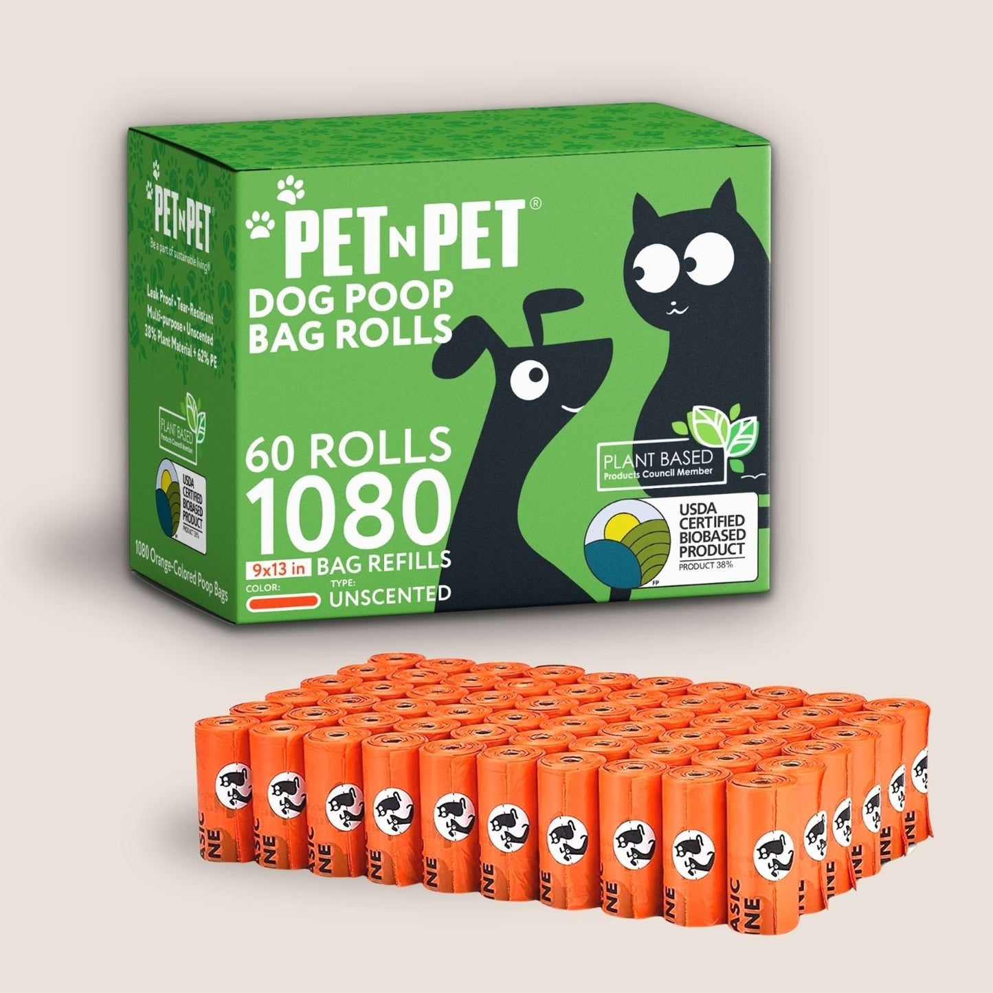 41% Plant-based Poop Bags Orange Poop Bags Poop bags Pet N Pet ®