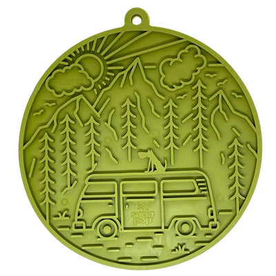 Camp eMat - Enrichment Lick Mat For Dogs and Cats - with Suction Cups | Retro Van Design | USA Made Green Camp E-Mat EMAT SodaPup/True Dogs, LLC