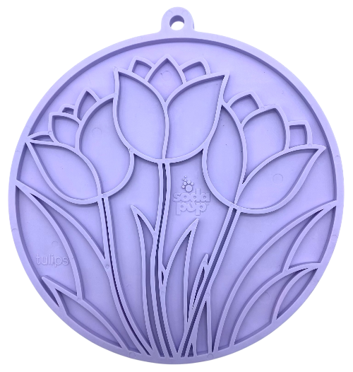 Tulip Design eMat - Enrichment Lick Mat with Suction Cups | USA Made Pastel Purple Tulip emat EMAT SodaPup/True Dogs, LLC