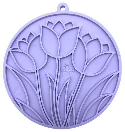 Tulip Design eMat - Enrichment Lick Mat with Suction Cups | USA Made Pastel Purple Tulip emat EMAT SodaPup/True Dogs, LLC