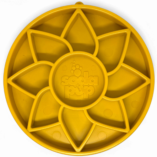 Sunflower Slow Feeder Dog Bowl - Shallow eTray Enrichment Lick Mat | USA Made Yellow ETRAY SodaPup/True Dogs, LLC
