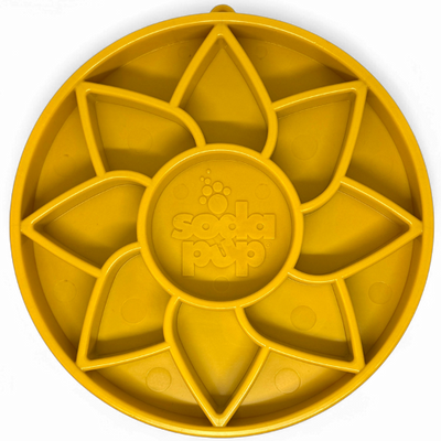 Sunflower Slow Feeder Dog Bowl - Shallow eTray Enrichment Lick Mat | USA Made Yellow ETRAY SodaPup/True Dogs, LLC