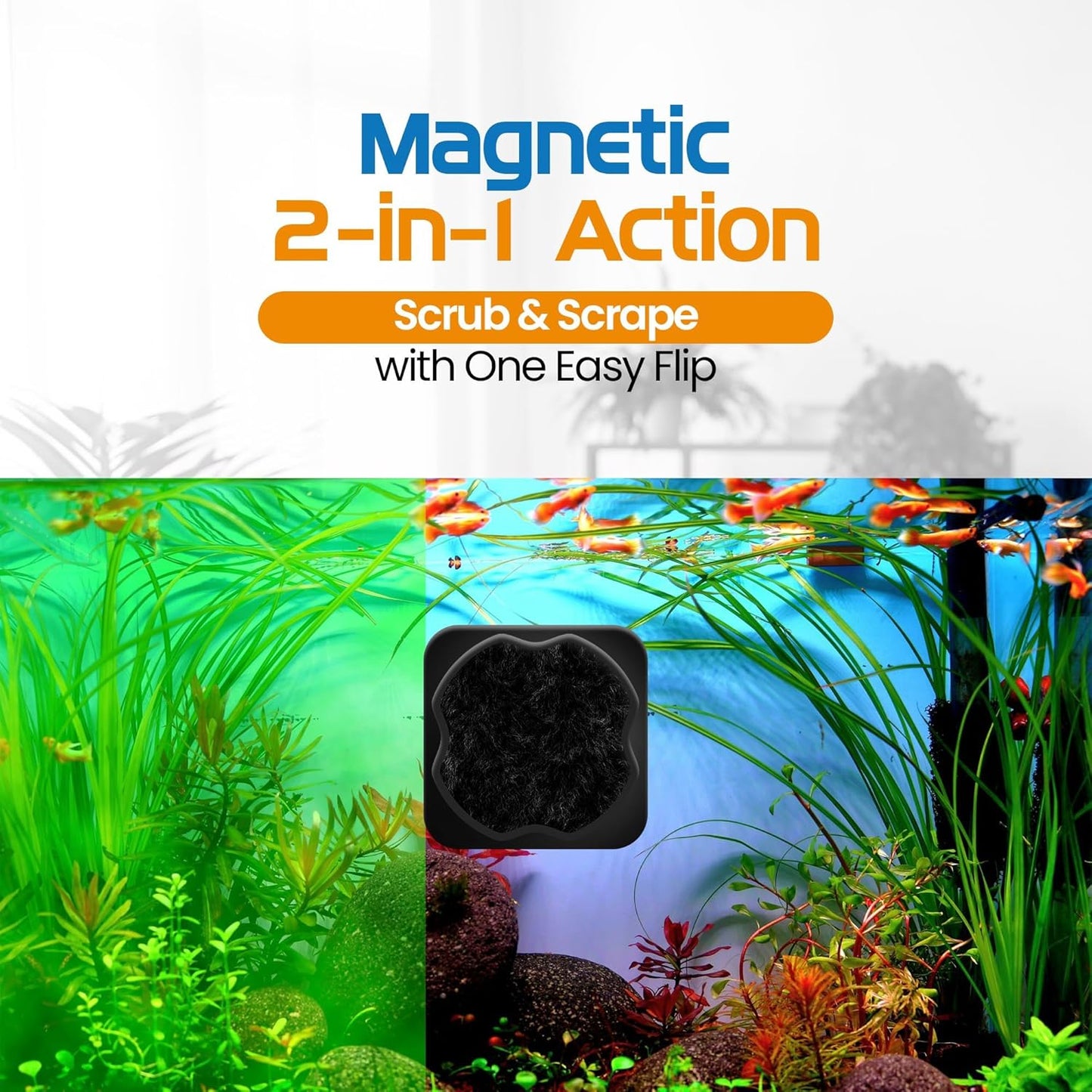 Flipper Pico Black 2-in-1 Aquarium Magnet Cleaner Scrubber Flipper Aquarium Products