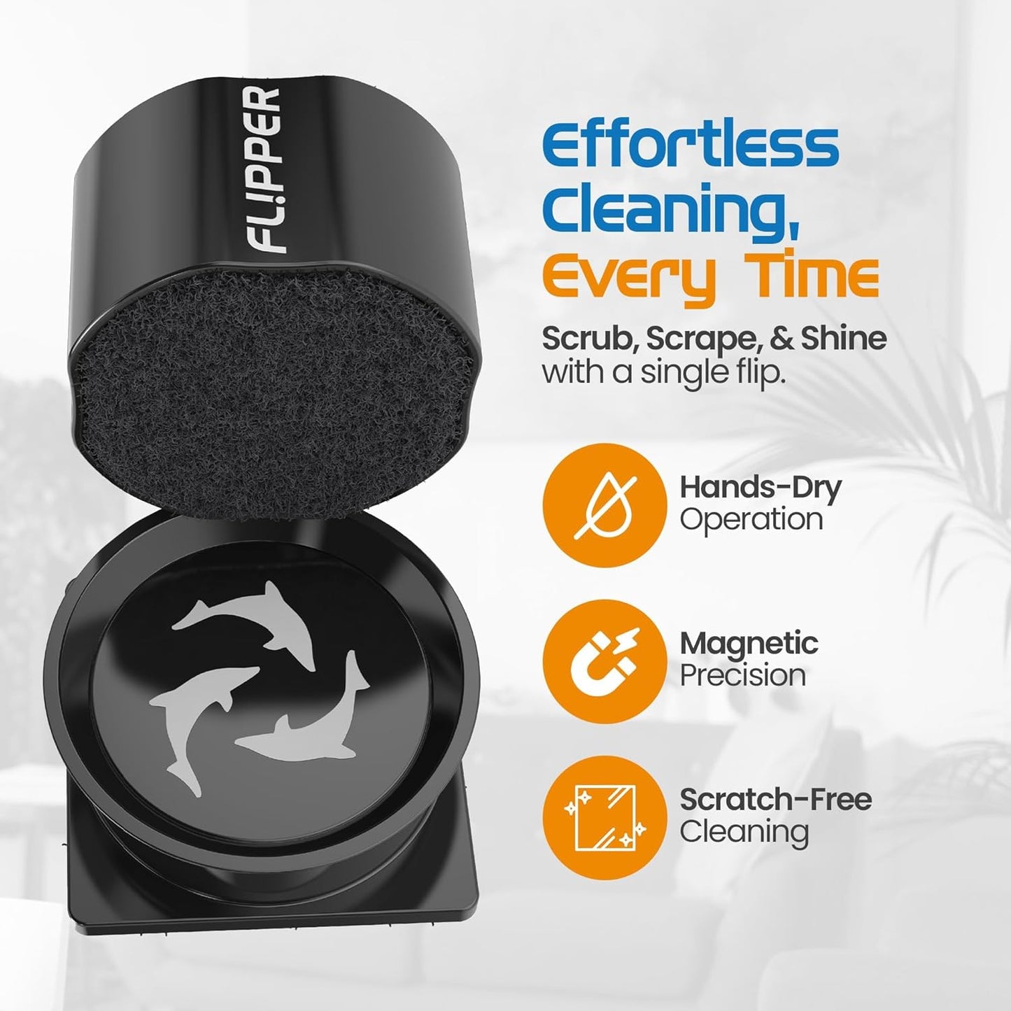 Flipper Pico Black 2-in-1 Aquarium Magnet Cleaner Scrubber Flipper Aquarium Products