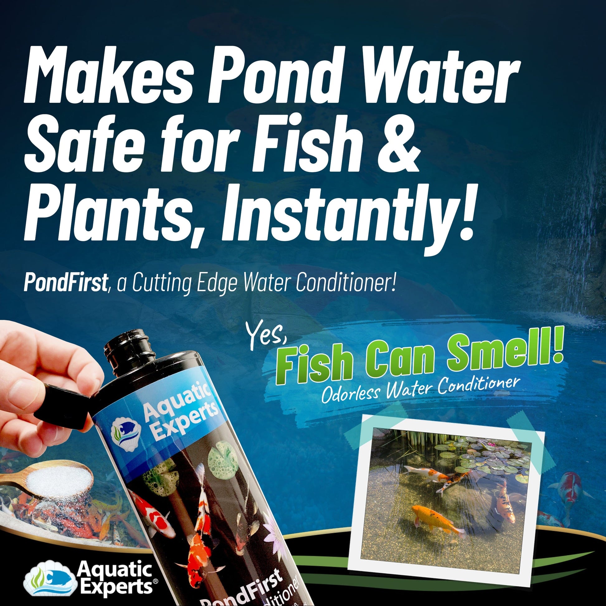 PondFirst - Concentrated Instant Dechlorinator for Fish Ponds, Makes Water Safe for Koi and Goldfish, Made in The USA Water Conditioner Aquatic Experts